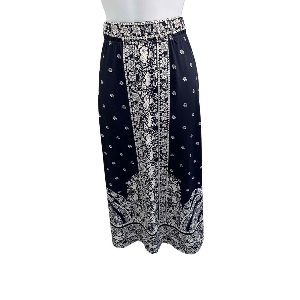 Metrowear Skirt Womens XL Petite Floral Elastic Waist Midi Silver Bling - Picture 7 of 8